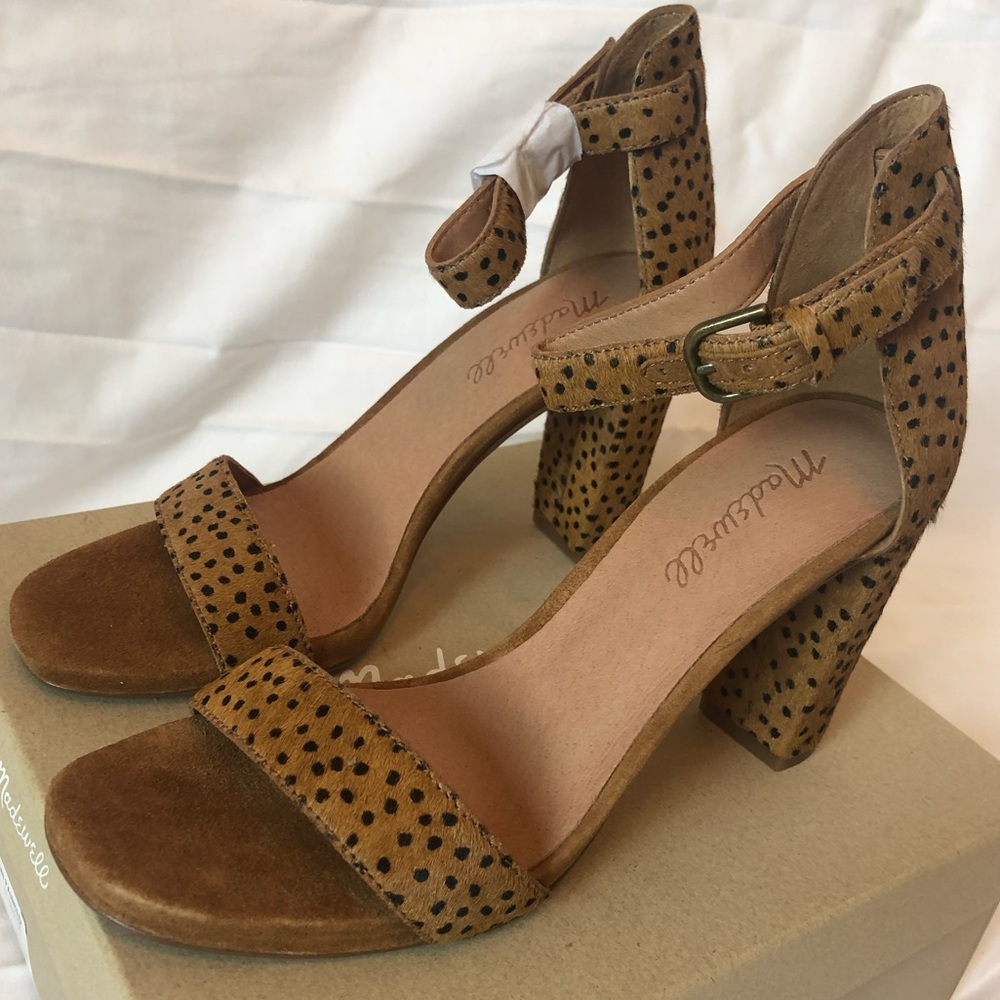 NEW Madewell Brooke Ankle Strap Sandal in Painted Spots Calf Hair